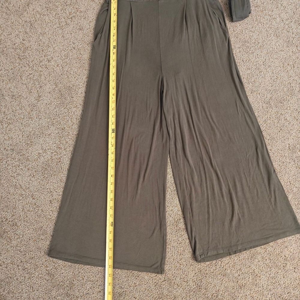 Anthropologie Moulinette Soeurs Olive Green Wide Leg Jumpsuit M  Stretch - Picture 8 of 13